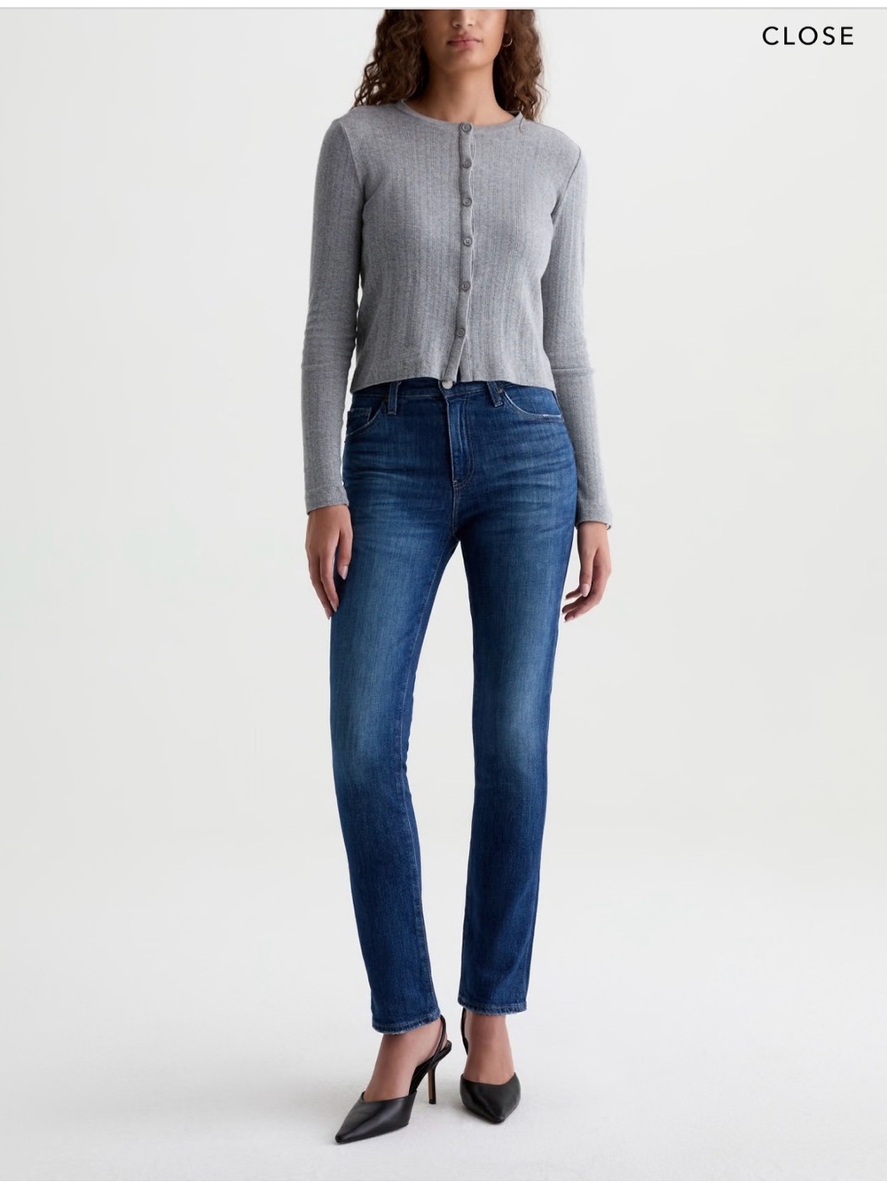 Mari Jean Mid-Rise Slim Straight waist 32in Inseam 28in Dark wash Stretch Cotton